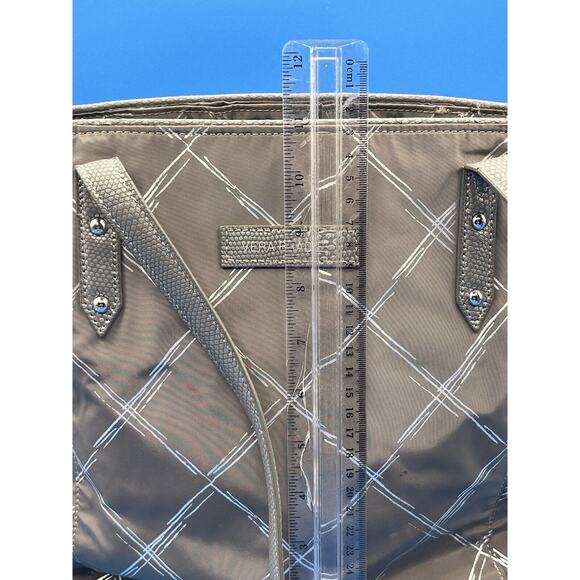 Vera Bradley Preppy Poly Ella Burnished Pewter Large Tote Bag Double Handles - Picture 8 of 12